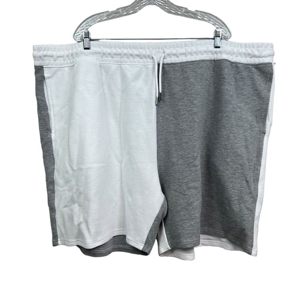 BP Ottoman Shorts Stretch Drawstring Waist Colorblock White Gray Men Sz 4XL*